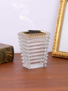 1 Pieza/1 Set Quemador de incienso de vidrio cuadrado único, estilo moderno y sencillo, soporte de incienso creativo. Úselo en la decoración del hogar, dormitorios, salas de estar (como centros de mesa), oficinas, pisos de yoga y fiestas para crear una atmósfera elegante.