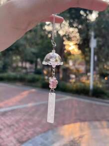1pc Creative Snowflake Wind Chime Pendant (Plastic Material), Fashionable & Exquisite Wind Chime Accessory, Can Be Used As Phone Strap, Keychain, Card Holder, Bookmark Clip, Etc. Snowflake Keychain For Winter, Birthday Gift - Multicolor - View 4