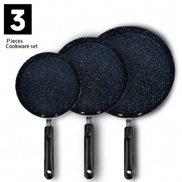 ABKOK 1 Stück/3 Stücke Antihaftpfannen-Set - 18cm/20cm/22cm Frühstückspfannen, universell für Herde geeignet & Schnell-Koch-Design für vielseitige Rezepte