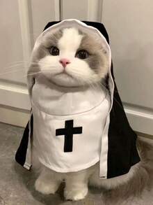 1pc Pet Halloween Costume Hoodie, Funny Cosplay Photography Prop For British Shorthair, Teddy, Poodle, Puppy, Kitten, Gothic Style, Suitable For Spring, Autumn, Winter