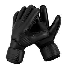 1 Pair Black Soccer Goalkeeper Gloves, Adult Professional Finger Protection Grip Gloves, Anti-Slip, For Training