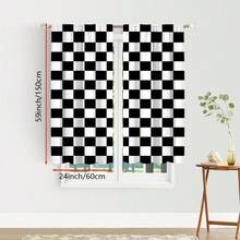 2pcs Minimalist Pink And White, Black And White Two-Tone Color Blocking Plaid Blackout Curtains-Rod Pocket Design For Privacy And Easy Installation For Bedroom,Living Room,Bathroom And Other Daily Decoration,Machine Washable Polyester - Multicolor - View 16