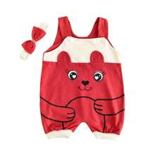 Overalls + Headband Set – Baby Girl Cow Print Size RN To 3 Months - 紅色 - 查看 6