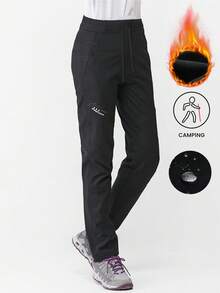 Women's Fleece-Lined Waterproof Windproof Hiking Pants – Softshell Outdoor Cargo Trousers With Zip Pockets, Breathable & Durable Straight-Leg Climbing Pants For Trekking, Camping, Mountaineering, Fall/Winter Travel