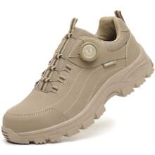 UMBURLLY Men's Button Safety Shoes, Steel Toe Cap, Anti-Crush, Anti-Puncture, Rubber Sole, Industrial Workwear