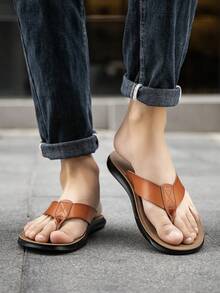 Dép xỏ ngón đế bằng thời trang nam mới cho kỳ nghỉ bãi biển, dép xăng đan dùng được trong nhà và ngoài trời, mùa hè - Màu vàng nâu - Xem 3