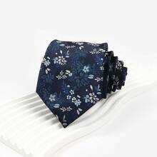 1 件男士 3.15 英寸海军蓝花卉领带，婚礼、派对时尚领带，高品质高密度男士领带 - 藏蓝色 - 查看 7