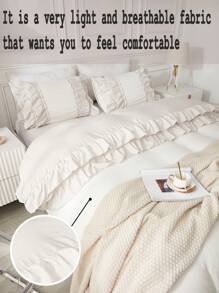 3pcs Solid Color Synthetic Polyester With Double Layered Ruffle Edge Set For Duvet Head, Three Pieces Set - Multicolor - View 2