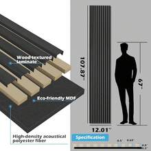 5-Pack Sample Acoustic Wood Panels For Wall, Soundproof Wood Slat Panel For Wall And Ceiling - 5 Colors, 6" X 4.7"