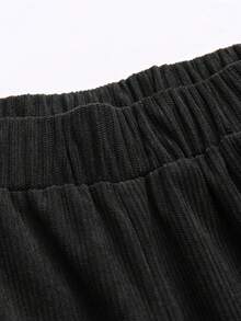 Corduroy Solid Color Pocket Thermal Lined Thick Pants, Casual Everyday Wear For Autumn/Winter - Black - View 6