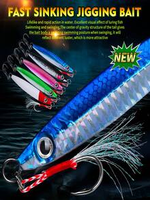 TACKLEPIONEER 1件装海钓金属铁板，重量10克-60克，带辅助钩，夜光垂直铁板，快速下沉，适用于金枪鱼、鲑鱼、马林鱼、条纹鲈鱼、石斑鱼、鲷鱼、鲭鱼和其他海水鱼 | 钓鱼 - 路亚，适用于各种场景 - 淡水鱼 - 海钓，送朋友的最佳礼物 - 彩色 - 查看 2