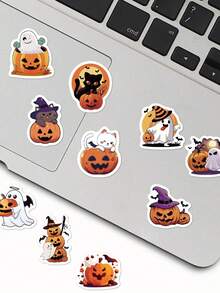 500pcs/Roll Pumpkin & Ghost Stickers, Funny DIY Decor For Notebook, Laptop, Cup, Planner, Envelope, Halloween Decoration - Multicolor - View 3