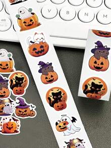 500pcs/Roll Pumpkin & Ghost Stickers, Funny DIY Decor For Notebook, Laptop, Cup, Planner, Envelope, Halloween Decoration - Multicolor - View 5