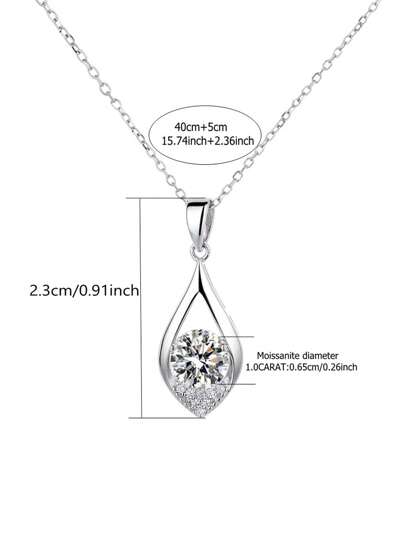 LOVESSOM Collier goutte d'eau en moissanite de 1 carat en argent sterling 925 pour hommes et femmes, couples, petites amies, pendentif, chaîne claviculaire, design à la mode