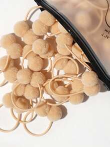 20 个 1.4 英寸小号纯色双层毛球 带弹力绳 手工制作发带 适合儿童女孩发饰