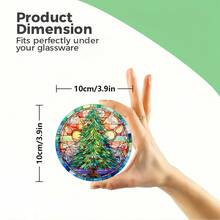 1set/500sets 4pcs/Set Christmas Santa Claus, Christmas Bell, Christmas Snowflake, Christmas Reindeer, Christmas Tree, Snowman, Christmas Penguin Coasters, Polyester Rubber Coaster Set, Ideal For Holiday Parties, Bars, Offices And Homes, All Occasions, Size: 3.94 X 3.94 Inches