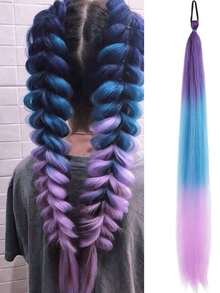 26 Inch High-Temperature Fiber Straight Hair With Elastic Tie, Holiday Red/White/Green Wrap Design, Seasonal Hair Accessory | Fashionable Hair Extensions | Glossy Hair Extensions, Rainbow Ponytail Extensions