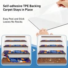 柔软楼梯踏板非地毯垫 30 英寸 X 7.8 英寸室内楼梯踏板适用于木质台阶，儿童和狗的楼梯地毯，100% 聚酯纤维 TPE 背衬 10 件，万圣节，方形