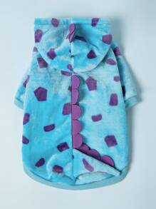 PETSIN 1pc Pet Clothes For Cats And Dogs, Universal Apparel With Leash Hook, Cute Short Dragon Hoodie With Horns For Small Dogs - Floral Dinosaur