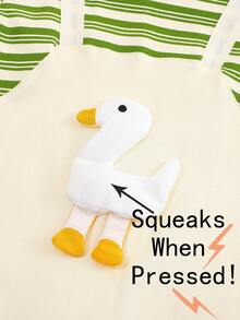 1 pieza Pelele de bebé recién nacido con estampado de ganso a rayas y sonajero, body de manga larga 100% algodón, apto para niños y niñas, primavera/otoño