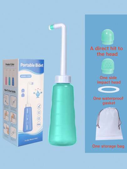 500ML Handheld Portable Bidet Spray Bottle For Toilet Retractable Bidet Angled Nozzle Jet Spray For Personal Hygiene Care With 2 Nozzles And Travel Pouch Bag (Green) Bathroom Bathroom Accessories Bathroom Tools