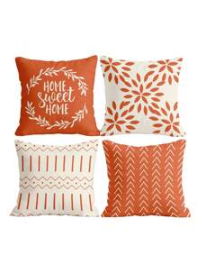 1 pieza/4 piezas Funda de almohada, Fundas de almohada de otoño, Funda de cojín, Ropa de cama, Funda de almohada, Funda de almohada con estampado de un solo lado, Funda de cojín moderno para sofá para decoración de otoño, Funda de almohada naranja, Textil para el hogar suave y acogedor, Transpirable y antipelusas, Suave y amigable con la piel, Fundas extraíbles