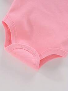 5-Piece White Triangular Jumpsuit - Long-Sleeved Button Design, Suitable For Both Men And Women, All-Season Home Wear, Machine Washable For Daily Wear, Simple And Comfortable Fabric, Essential For Nurseries, Preferred For Outdoor Leisure - 粉色 - 查看 4