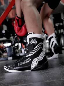 TACHUAN 1 Pair Men's High-Top Professional Boxing Shoes, Wrestling Training Boots, Muay Thai Kickboxing Shoes, Fitness Martial Arts Sneakers - Black - View 1