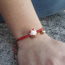 Omky Pulsera Ajustable Gatito de la Suerte| Varios Colores| Maneki Neko.| Gato de cerámica grande - NegroRosaVerde - Ver 3