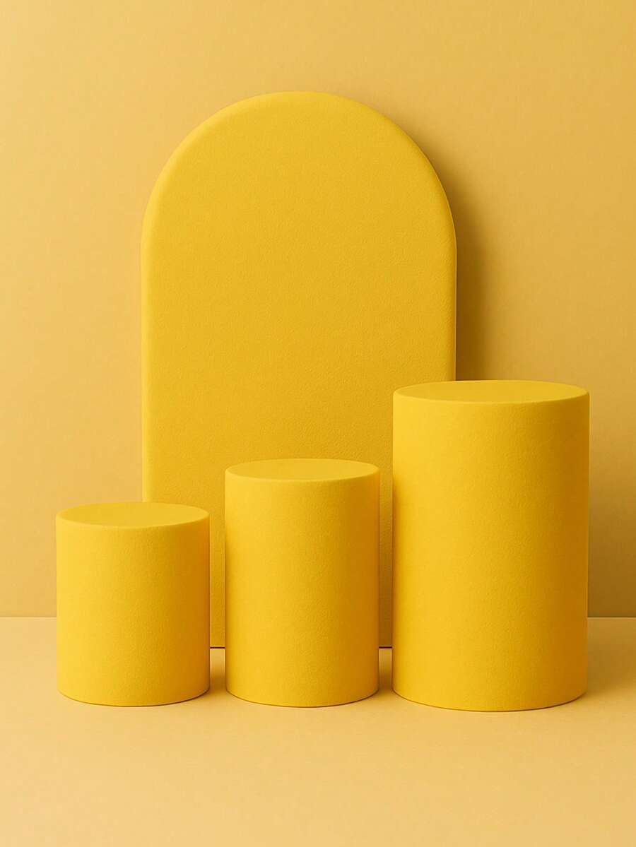 Set Of 4 Double-Sided Roman Panel Pieces And Cylinders - Yellow - View 1