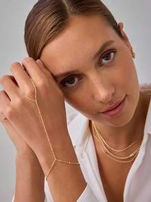 1 件女士镀金金手链手链 - 戒指手链手链身体首饰（随机发货不同数量的珠子） - 金色 - 查看 4