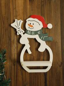 1pc Christmas Snowman - Shaped Wall Shelves, Wooden Decorative Shelves With Santa Hat & Scarf, Hanging Wall Decor For Living Room, Bedroom, Bathroom, Festive Holiday Home Decor, Unique Gift For Housewarming Christmas Decorations Room Decor