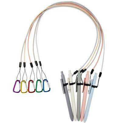 5 Sets 24 Inch Pen Leash For Clipboard Lanyard Holder Pen Silicone Ring Buckle For Office Supplies(Morandi Color)