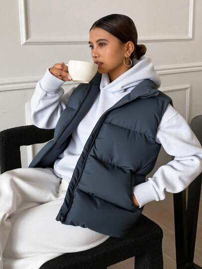 Livesso 斜口袋背心加厚口袋外套（不含运动衫）女士冬季外套