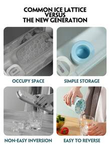 1pc, 60-Grid Cylindrical Silicone Ice Tray, Squeeze-Type Easy-To-Release Ice Cube Mold, Mini Ice Cup, Stackable Ice Tray - Multicolor - View 6