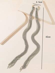 长流苏链条发饰，流行款式，金属环镀银，适合女性和女孩DIY佩戴，个性吸睛，派对/聚会/狂欢节/婚礼/准新娘等场合。