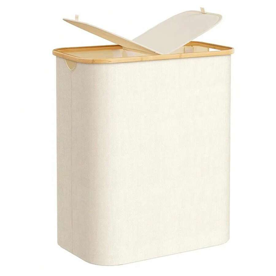 2-Section Extra Large Laundry Basket - 2 Detachable Inner Bags For Clothes Organization - Beige - View 1