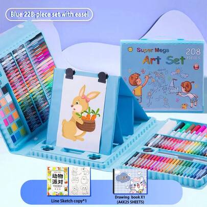 208 Pieces Of Art Supplies, Including Oil Crayons, Crayons, Colored Pencils, Acrylic Markers, Watercolor Pens, Artist Gifts, Pink Children's Painting Tools, Children's Art Tools, Children's Coloring Boards, The Best Christmas And Children's Day Gifts