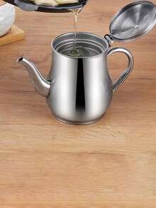 1pc Stainless Steel Oil Bottle, Leak-Proof Cooking Oil Dispenser, Kitchen Supplies Ounce Bottle - Multicolor - View 2