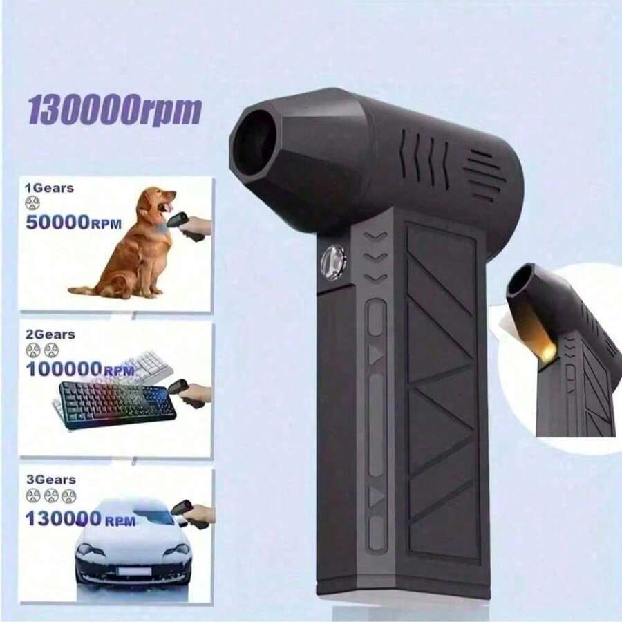 130000RPM Brushless Mini Violent Blower Handheld Electric Turbo Jet Fan Cordless Hair Dryer Dust Blower - 3檔可調 - 查看 1