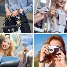 Stretchy Wristlet Keychain, Cute Key Chain, Woven Wrist Lanyard For Car Keys With 3 Keyrings And D-Ring For Women Men - Màu tím chuyển sắc - Xem 3