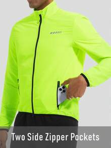 LEOPATRIX Men's Lightweight Cycling Jacket, Wind And Water Resistant, With Reflective Details And 2 Zipper Pockets, Suitable For Running, Cycling And Hiking - Mustard Yellow - View 4