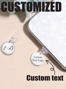 1pc Customized Dust Plug Charm, Personalized Name Compatible With Ipad, Android, Micro-USB, USB-C/Type-C, Apple Lightning - Silver - View 1