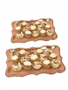 20/10/5pcs 9" X 13" Elegant Gold Rimmed Rectangular Paper Plates, Suitable For Dessert Display, Dining Table Party, Cupcake Display, Birthday Party, Wedding, Bridal Shower, Picnic, Everyday Home Use - Multicolor - View 5