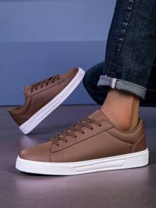 Men's Brown Casual Sneakers, Non-Slip Work Shoes, Comfortable Breathable Fashion High-End Shoes, New Spring/Summer Collection, Back To School