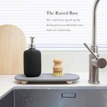 Diatomaceous Earth Sink Organizer Tray - Absorbent Stone Kitchen & Bathroom Countertop Stand, Striped Design, Quick-Dry Toothbrush Holder Pad Kitchen Kitchen Decor Kitchen Organization And Storage Kitchen Accessories,An Ideal Christmas Gift For 2025, Perfect For Kitchen Storage And Organization.