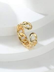 Vanel 1 件极简主义铜材质链条设计开口戒指