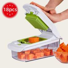 1pc Vegetable Chopper, Multifunctional Fruit Slicer, Handle Food Grater, Vegetable Slicer, Cutter With Container, Onion Mincer Chopper With Multiple Interchangeable Blades, Household Potato Shredder, Kitchen Stuff, Kitchen Gadgets