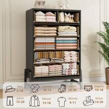 strundghti 6 Dresser For Bedroom, 52" Wide Dresser, Wide Drawer With Storage Freestanding, Wooden Closet Storage Chest For Living Room, Bedroom, Entryway - 黑色 - 查看 6