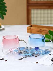 Heat Resistant Borosilicate Glass Coffee Mug With Strap, Featuring An Internally Carved Heart Design, Elegant Romantic Style Of Utensils For Tea, Latte, Cappuccino, Milk, Juice, Unique And Special Gift Idea For Valentine's Day, Birthday Or Wedding Anniversary, Ideal For Home, Kitchen And Office Use,Perfect Birthday Anniversary Valentine's Day Christmas Halloween Teacher's Day Graduation Return To School Thanksgiving Surprise